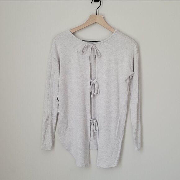 Aerie "Just Add Leggings" Tie Back Long Sleeve Light Grey Sweater Size Small - Picture 1 of 7